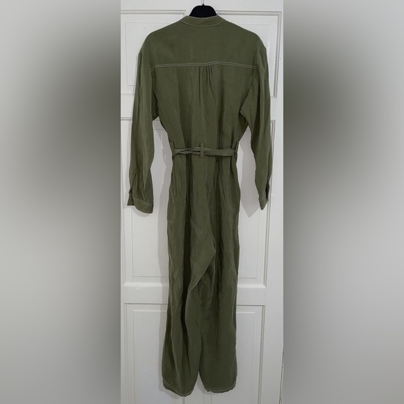 Zara Olive Green Long-Sleeve Jumpsuit with Belt - Picture 4 of 5